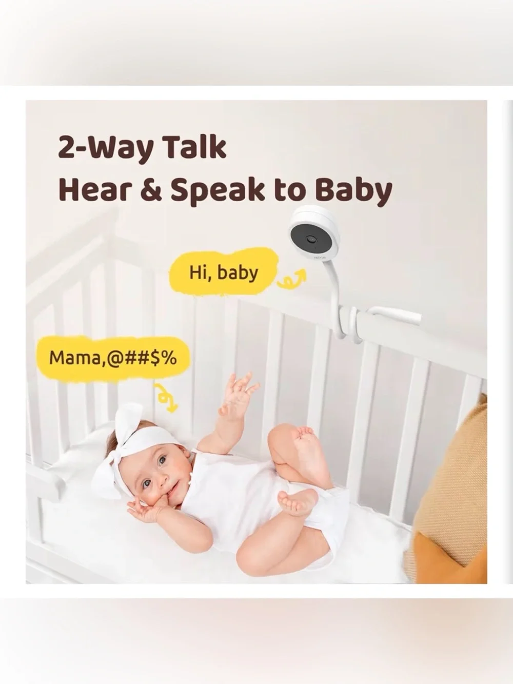 Peekababy Baby Camera With Wireless Audio, Adjustable Crib Mount Monitor